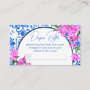 Blue Tiles Lemons Bougainvillea diaper raffle Enclosure Card