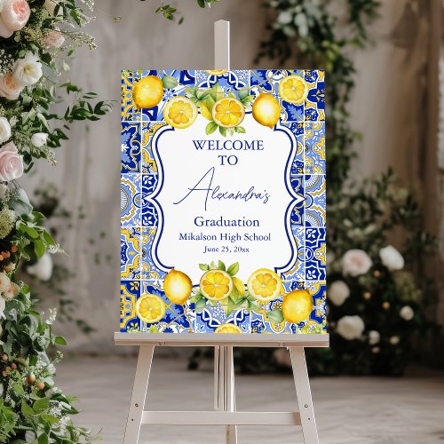 Blue tiles Lemons Graduation Foam Board