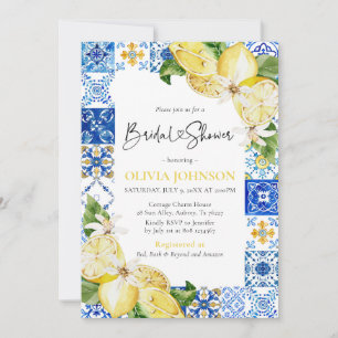 Blue Tiles Lemons Italian Bridal Shower Invitation