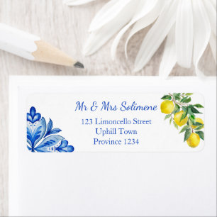 Blue tiles lemons Italian Label