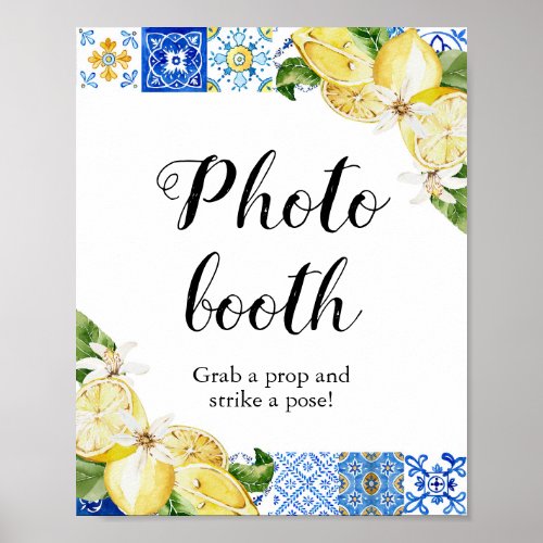 Blue Tiles Lemons Photo Booth Bridal Shower Sign