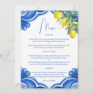 Blue tiles lemons vintage Italian menu card