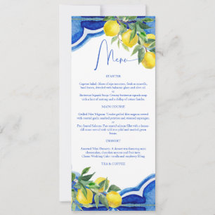 Blue tiles lemons vintage Italian menu card
