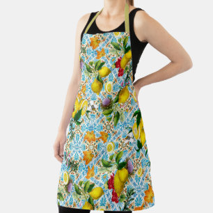 Blue tiles Mediterranean Floral Apron