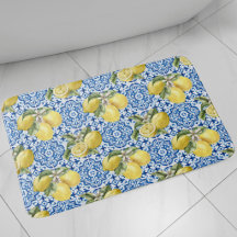 Blue Tiles Mediterranean Lemon Pattern