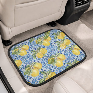 Blue Tiles Mediterranean Lemon Pattern Car Floor Mat