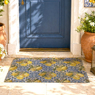 Blue Tiles Mediterranean Lemon Pattern Fiber Doormat