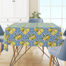 Blue Tiles Mediterranean Lemon Pattern