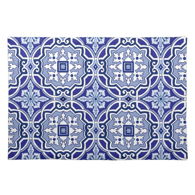 Blue tiles, Mediterranean tiles   Cloth Placemat (Front)