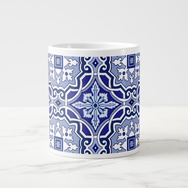 Blue tiles, Mediterranean tiles   Giant Coffee Mug (Front)