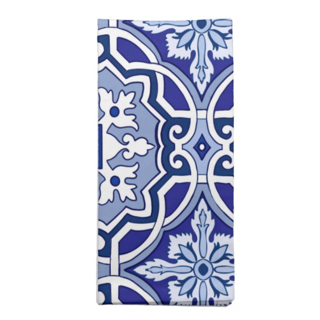 Blue tiles,Mediterranean tiles,majolica    Cloth Napkin (Folded)