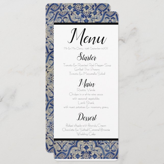 Blue Tiles Menu Invitation (Front/Back)