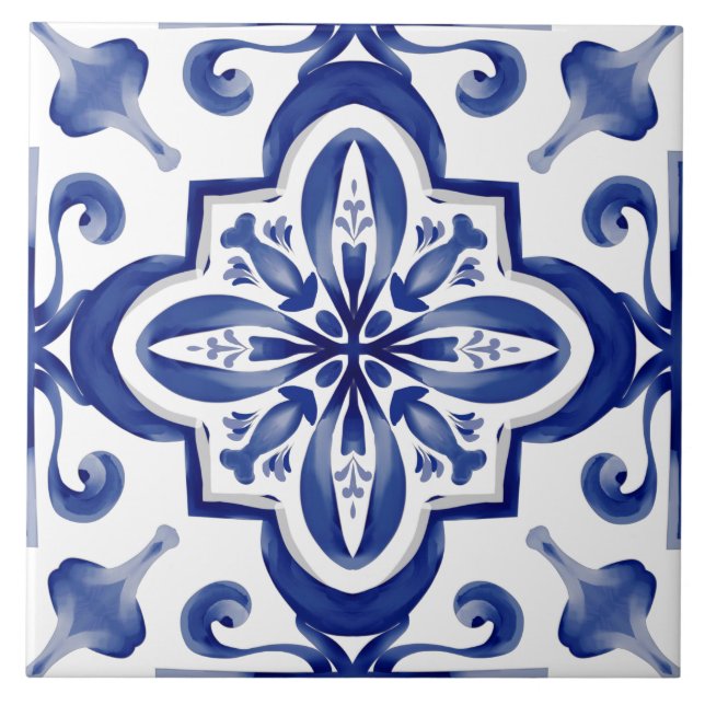 Blue tiles,mosaic,majolica, ceramic tile (Front)
