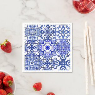 Blue tiles,mosaic,majolica, napkins