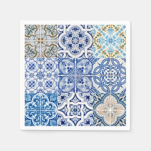 Blue Tiles Paper Napkins