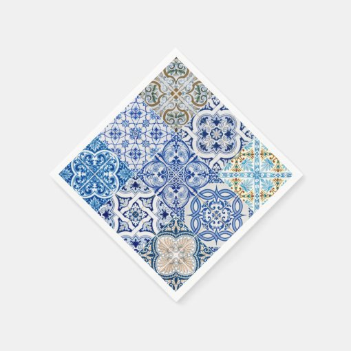 Blue Tiles Paper Napkins Zazzle