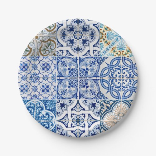 Blue Tiles Paper Plates