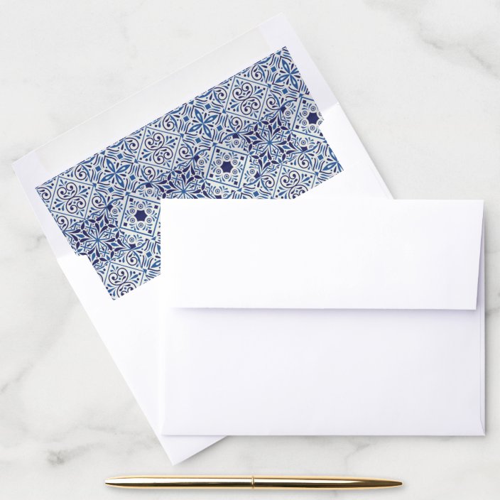 Blue tiles pattern envelope liner