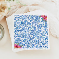 Blue Tiles Pink Flower Mediterranean Greek Party