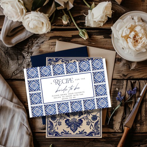 Blue Tiles Recipe Card Mediterranean Bridal Shower