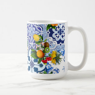 Blue tiles,Sicilian,majolica, mosaic art ,lemon Coffee Mug
