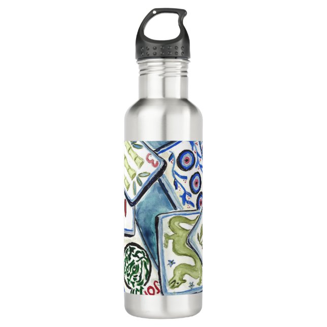 Blue Tiles  Stainless Steel Water Bottle (Front)