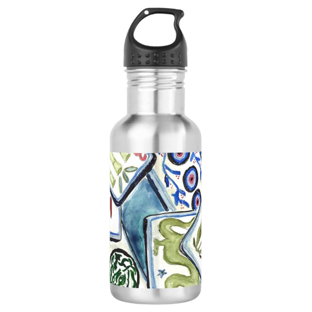 Blue Tiles  Stainless Steel Water Bottle (Front)