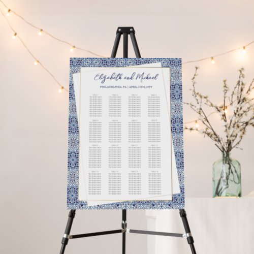 Blue tiles Wedding Seating Chart  Foam Board