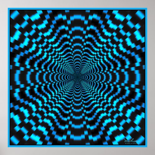 Blue Time Tunnel Optical Illusion Poster
