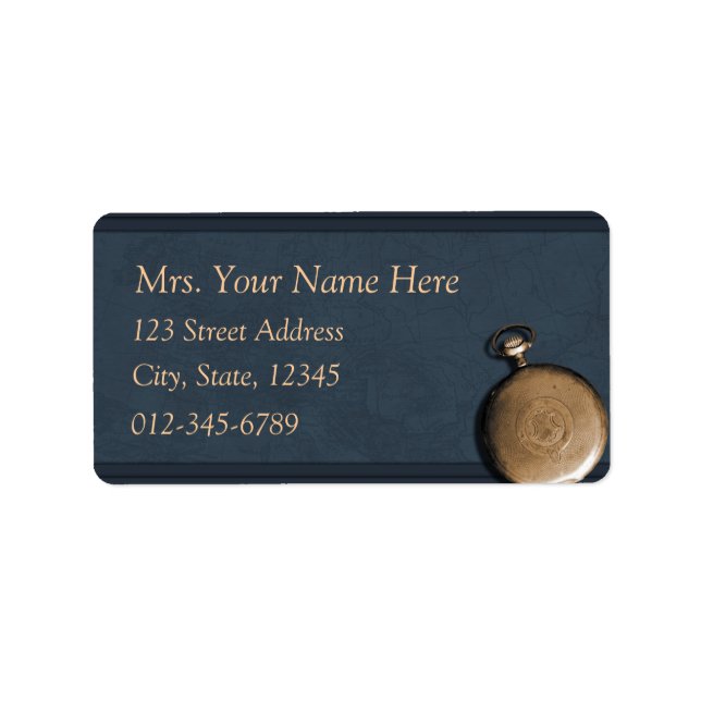 Blue Timepiece Address Lables Label (Front)