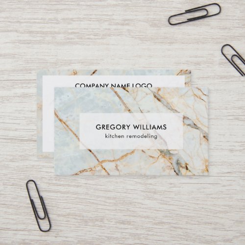 Blue tint and gold marble texture business card
