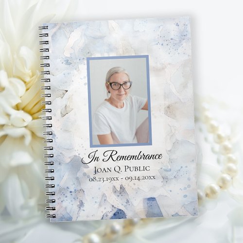 Blue Tinted Carnation Celebration of Life Funeral Notebook