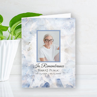 Blue Tinted Carnation Floral Funeral Sympathy Thank You Card