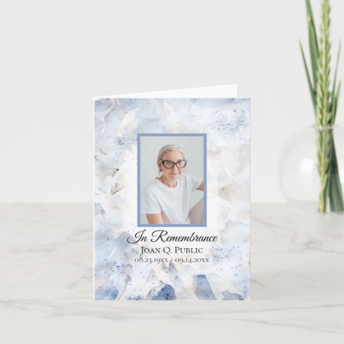 Blue Tinted Carnation Floral Funeral Sympathy Thank You Card