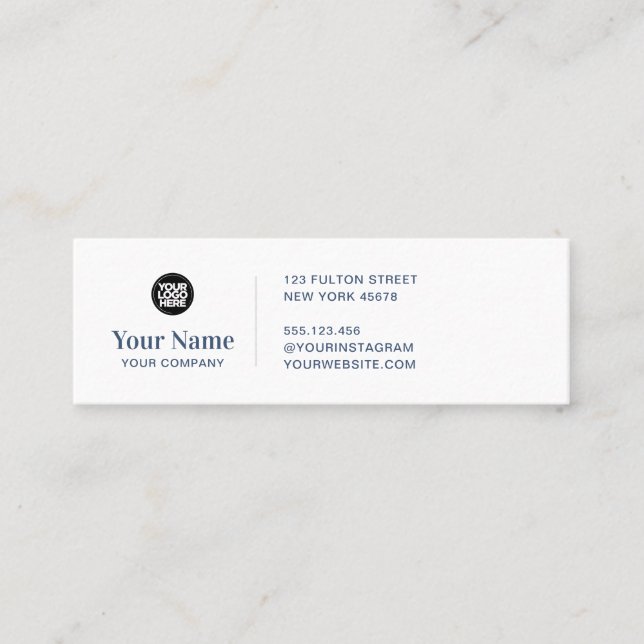 Blue tiny business logo simple modern minimalist mini business card (Front)