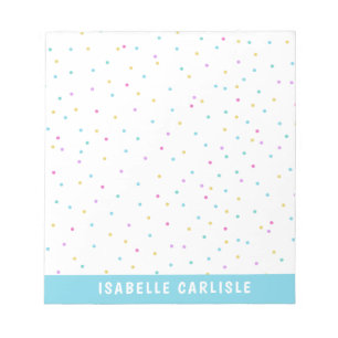 Blue Tiny Colorful Confetti Add Your Name Notepad