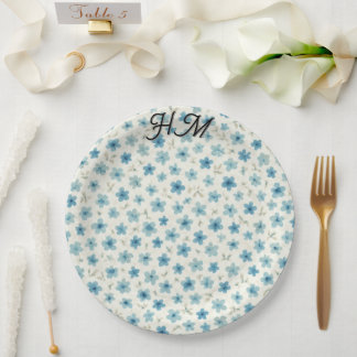 Blue Tiny Flower Simple -Customize Paper Plates
