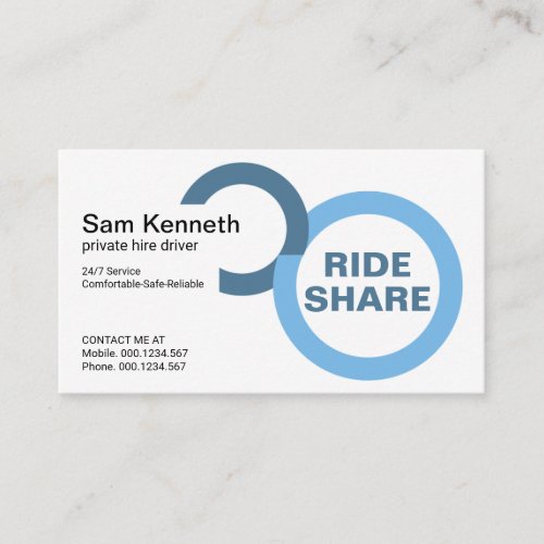 Blue Tire Circles Ride Share Driver Business Card