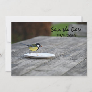 Blue Tit Bird Feed Save The Date Invitation Card