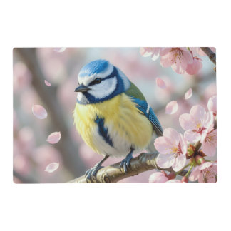  Blue Tit Bird on Cherry Blossom Tree Spring Placemat