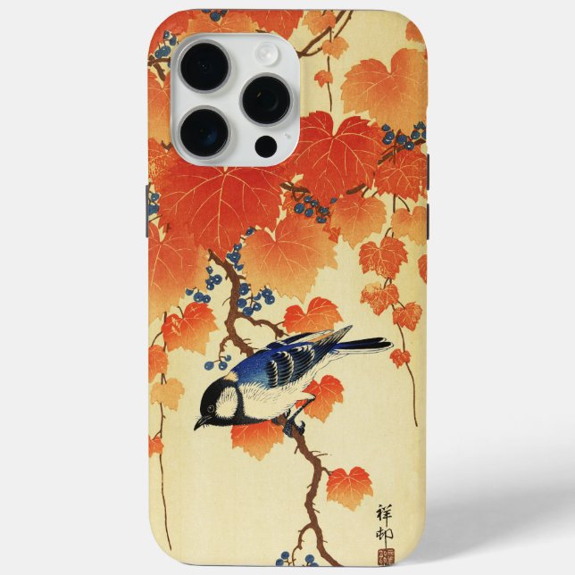 Blue Tit Bird,Paulownia Branch,Red Autumn Leaves  Case-Mate iPhone Case (Back)