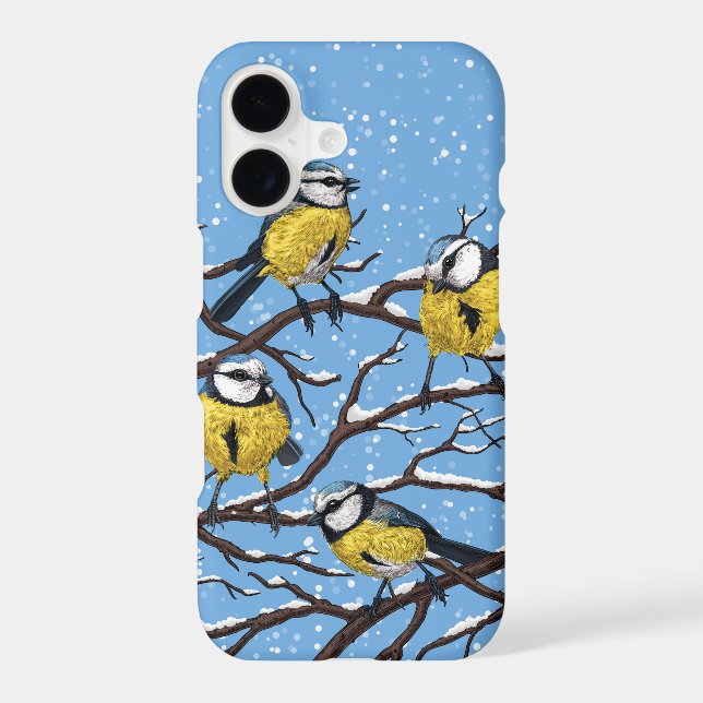 Blue tit birds in winter Case-Mate iPhone case (Back)