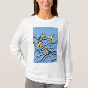Blue tit birds in winter T-Shirt