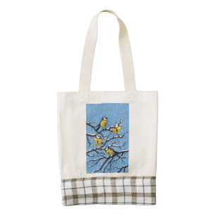 Blue tit birds in winter zazzle HEART tote bag