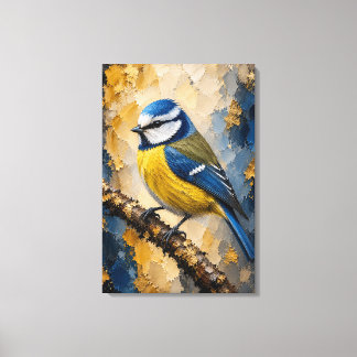 Blue Tit Luxury Impasto Canvas Print