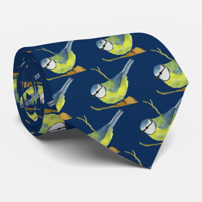 Blue Tit Neck Tie (Rolled)