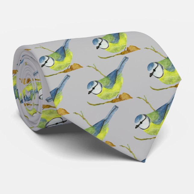 Blue Tit Neck Tie (Rolled)