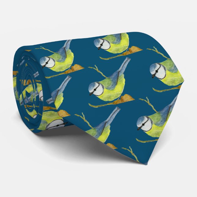 Blue Tit Neck Tie (Rolled)
