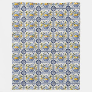Blue titles and lemons from Amalfi Italy Fleece Blanket