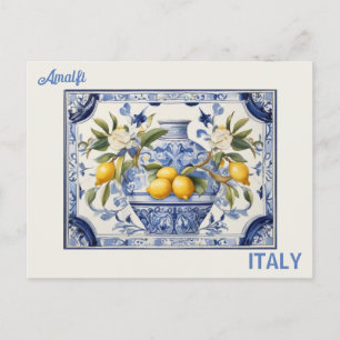 Blue titles and lemons from Amalfi Italy Postcard